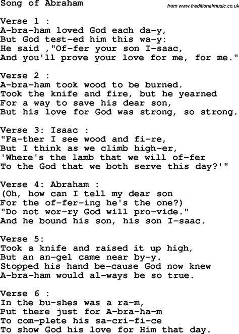 Christian Childrens Song: Song Of Abraham Lyrics