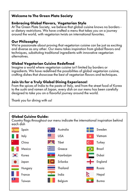 The Green Plate Society | Menu