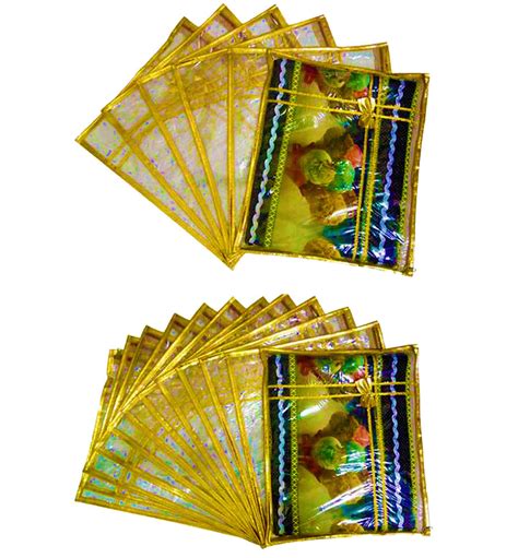 Semi Transparent Golden Single Saree Cover Set Saree Covers with Zip L ...
