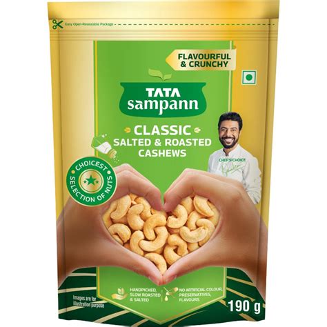 Tata Sampann Classic Salted & Roasted Cashews/Kaju, Flavourful ...