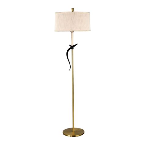 1950-1960’s MCM Floor Lamp Brass Plated and Black Pheasant Tail Accent ...