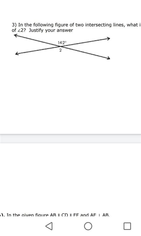 In the following figure of two intersecting lines, what is the measure ...