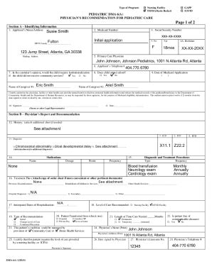 Fillable Online PDF DMA 6 Pediatric Form - Georgia Department of ...