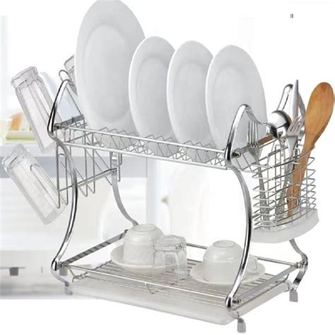 Sisliya Dish Drainer Stainless Steel 2 Tier Dish Drainer for Drying ...