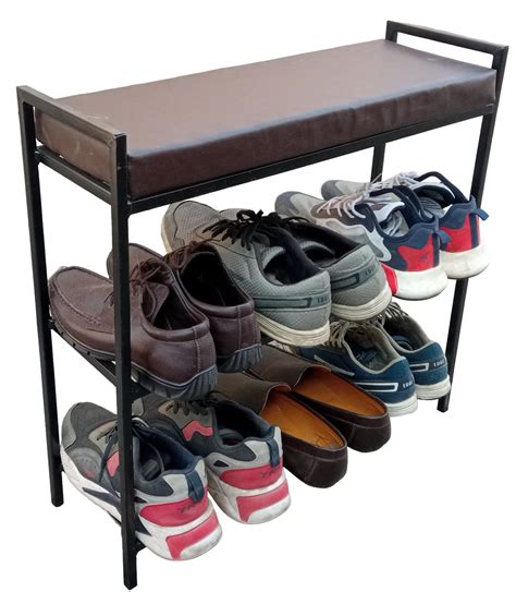 Best india fabrication Metal Shoe Rack Shoe Stand with Sitting Padding ...