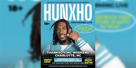 HUNXHO LIVE 18+ Thanksgiving Weekend CHARLOTTE, NC, 25 November to 26 ...