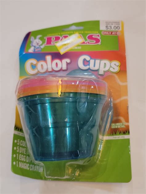 Qty 6 PAAS Color Cups / Easter Egg Draw Dye cups 5 color tabs egg ...