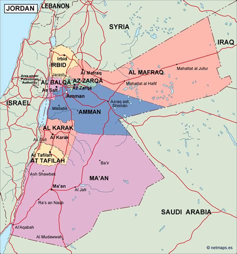 jordan political map. Eps Illustrator Map | Vector World Maps
