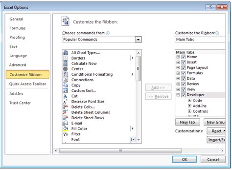 Adding Developer Tab in Excel 的图像结果