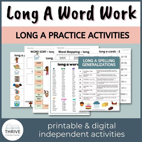 Long A Worksheets & Activities - Long A Words – Thrive Literacy Corner Shop