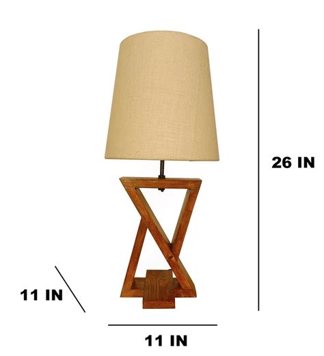 Chloe Brown Wooden Table Lamp with White Jute Lampshade (BULB NOT INCL