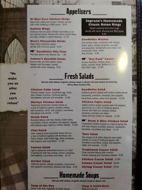 Carta de Goodfellas Cafe, Corona