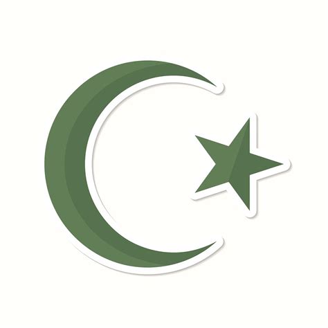 Islamic Crescent Moon and Star Symbol Vector