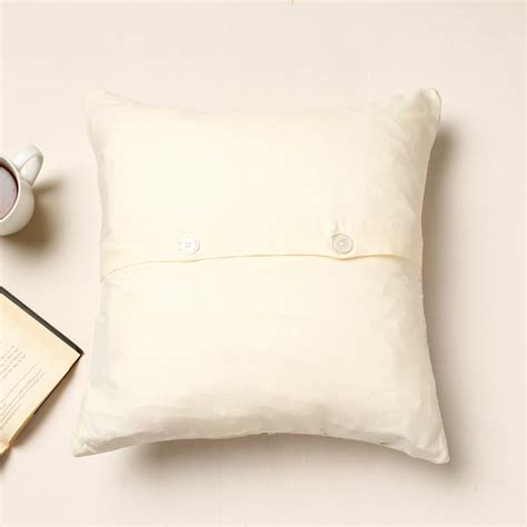 Applique Quilted Cotton Cushion Cover (16 x 16 in)