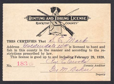 1899 - 1919 Washington Hunting & Fishing Licenses - Waterfowl Stamps ...
