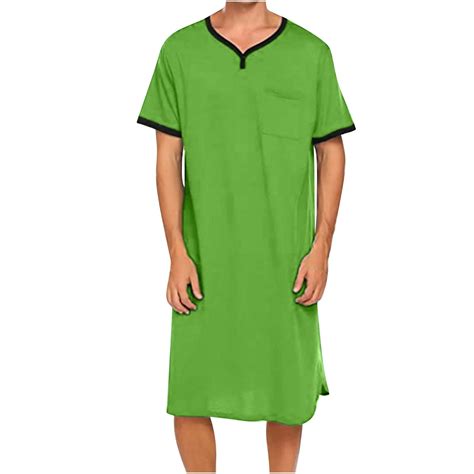 Mlzmgr Mens Sleep Shirts V Neck Short Sleeve Nightgown Loose Comfy ...