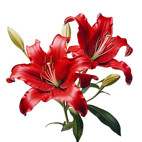 Beautiful Lilies On Transparent Background, Red Lily, Flower ...