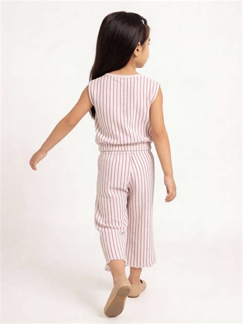 Buy HOP Kids Girls by Wetside Pink Striped Cotton Co-ord Set from Westside