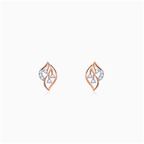 Rose Gold Amara Leaf Diamond Studs | GIVA – Heer by GIVA