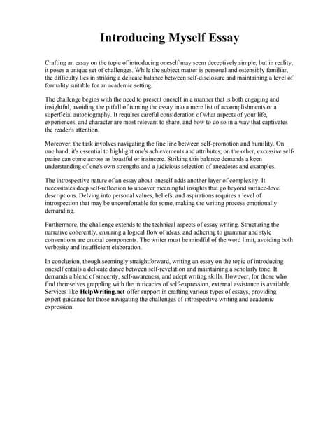 Image result for Sample Personal Introduction Essay