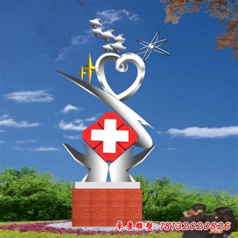 不锈钢广场医院标识雕塑 - 卓景雕塑公司