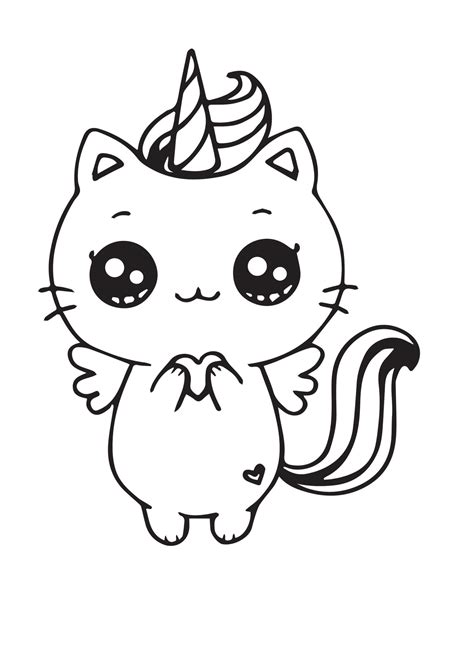 Cat Unicorn coloring page - Download, Print or Color Online for Free
