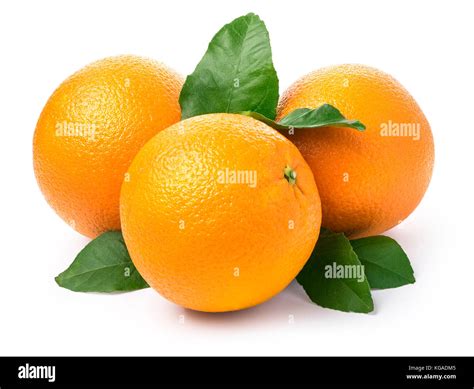 Sweet orange fruit with leaves on white Stock Photo - Alamy