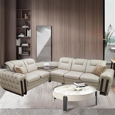 RED APPLE FURNITURE 5 Seater Fabric LHS L Shape Sofa Set(Off-White ...