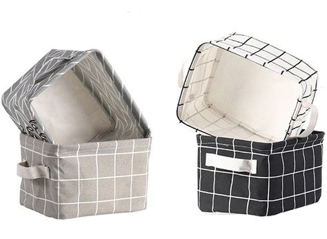 LNHOMY Lannu Fabric Cloth Linen Blend Canvas Storage Bins Basket ...