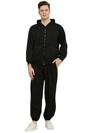 Elegance Men's Fleece Long Sleeve Zipper Hoodies Set Full Length Winter ...