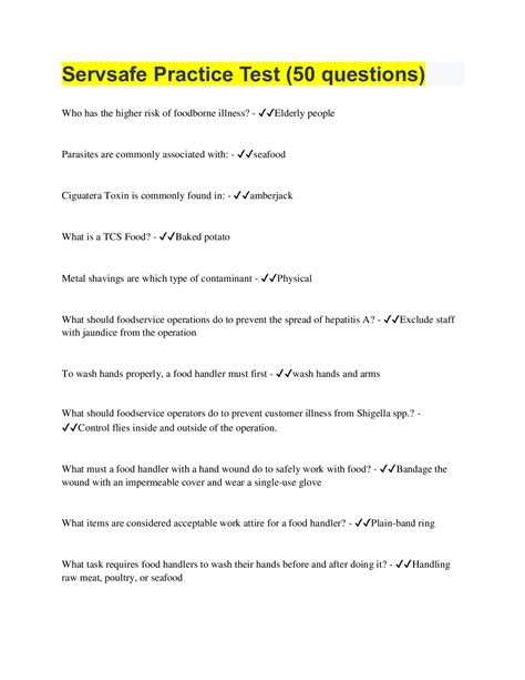 Food Handlers Practice Exam