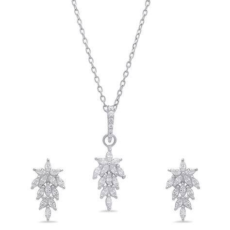 Buy Whimsical Leaves Rhodium-Plated Women's Jewellery Set Online – Zavya