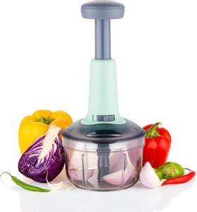 OFFYX Push Chopper Hand Press Chopper 650 ML with 3 Stainless Steel ...