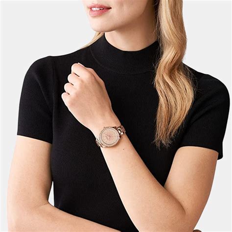 Michael Kors Liliane Women Quartz Gold Dial Analog Stainless Steel ...