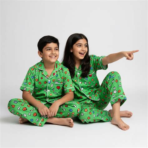 Emoji Sibling Pajama Set | Fun Expression-Themed Matching Cotton ...