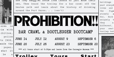 2024 Prohibition Bar Crawl and Bootlegger Bootcamp, Port Huron Museums ...