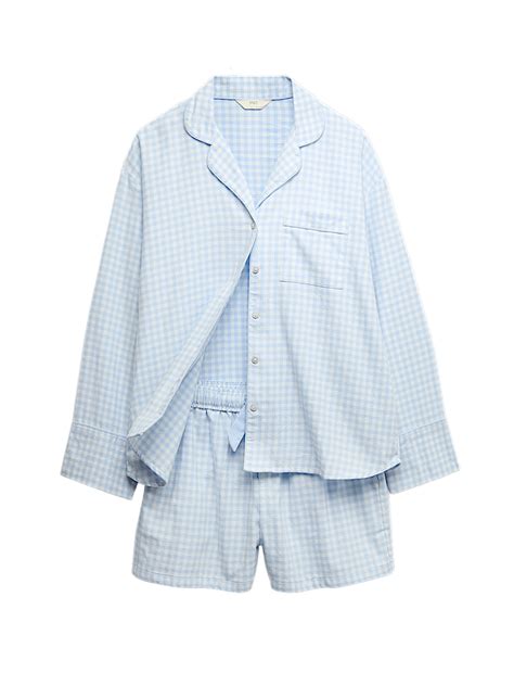 Buy Pure Cotton Gingham Revere Shortie Set at Marks & Spencer