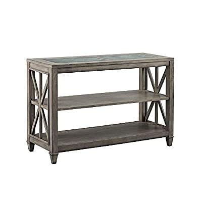 Buy Solid Wood Console Entry Table with Tempered Glass, 3-Tier Narrow ...