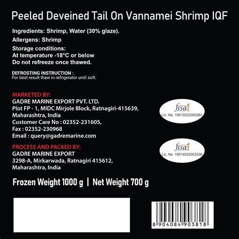 Gadré Raw Prawns – Peeled, Deveined, Tail-On, 1kg