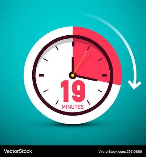 19 nineteen minutes clock icon time symbol Vector Image
