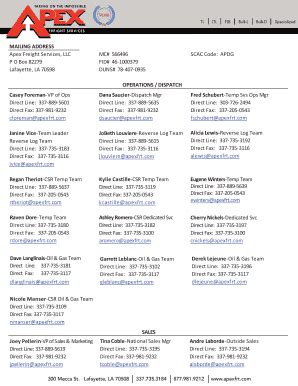 Fillable Online MAILING ADDRESS Apex Freight Services, LLC MC# 566496 ...