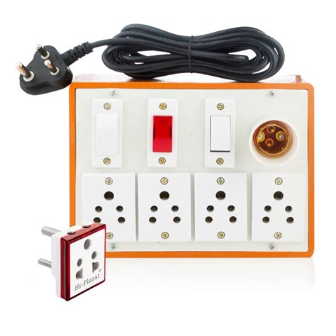 Buy Hi-Plasst Brown PVC Switch Board with One-6a Switch,Four-6a Sockets ...