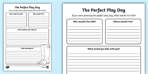 The Perfect Play Day Worksheet