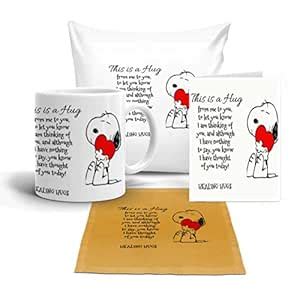 Buy Mojolo Hug Day Theme Cushion Cover (12") with Filler and Coffee Mug ...
