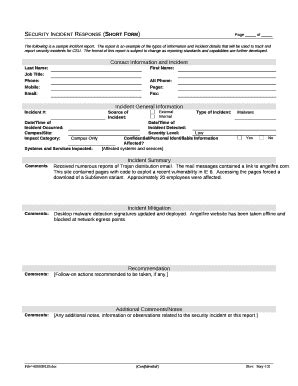 The following is a sample incident report Doc Template | pdfFiller