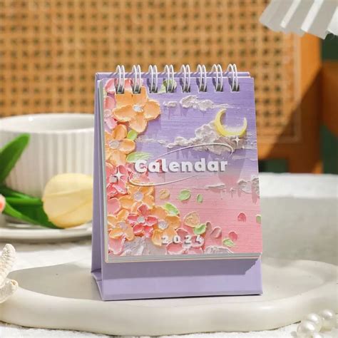1pc 2024 Mini Desk Calendar Colorful Inside Pages Tabletop Flip ...