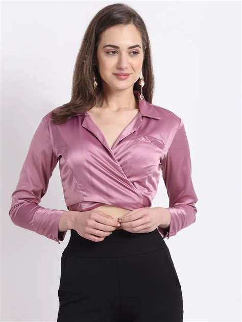 Pink Satin Notch Neck Top – Global Republic