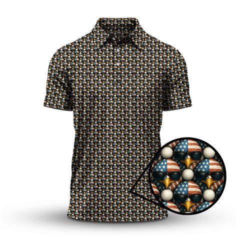 American Flag Eagle And Golf Ball Pattern Golf Polos, USA Golf Shirt ...