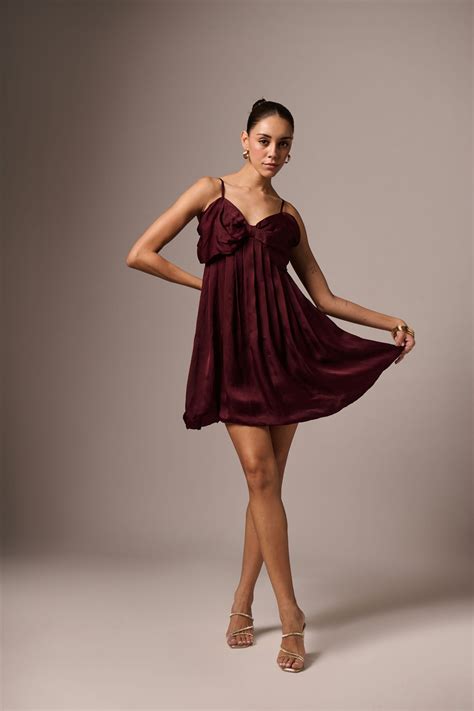 WINE BOW NECK DRESS – Emblaze
