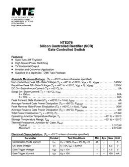 NTE276 Datasheet and Replacements | alltransistors.com